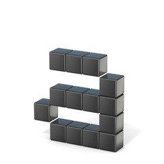 Fototapeta premium 8 bit font. Lowercase letter A. 3D render illustration isolated on white background