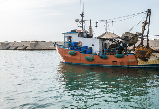 fishing boat in port of Jaffa, Tel Aviv, Israel