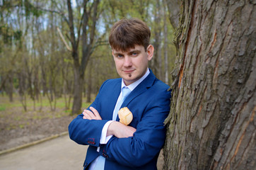 man in a suit groom portrait