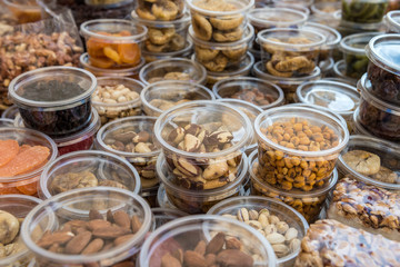 dried fruits and nuts on arabian market in Jerusalem, Israel