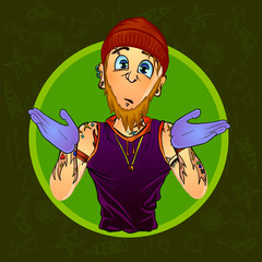 Comic cartoon tattoo master