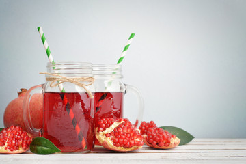 Pomegranate juice in jar