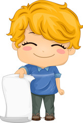 Boy Holding Long Paper