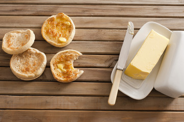 Crumpets and butter