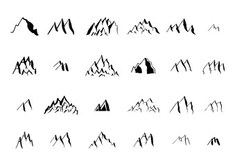 Fototapeta premium Hand drawn ink mountain elements collection.