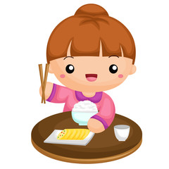 Girl eating rice