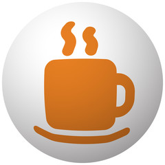 Orange Coffee icon on sphere isolated on white background