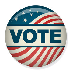 Retro or Vintage Style Vote or Voting Campaign Election Pin Button or Badge.  Use this pin on infographics, blog headers, flyers, or web pages.  Or print it out and create a real pin or badge!
