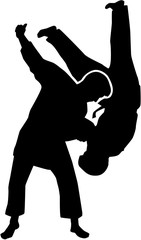 Judo fighters silhouette