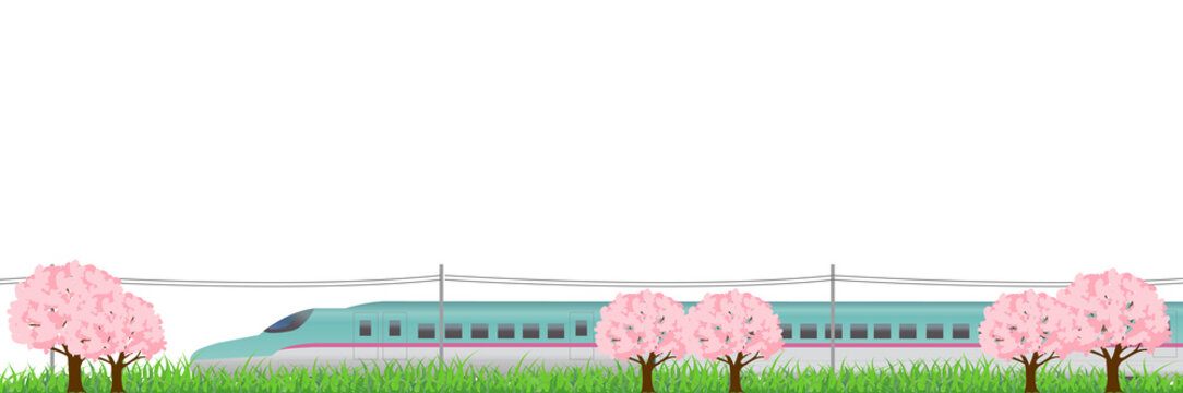 新幹線　桜　北海道　背景