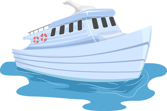 blue boat floating on water clip art preview
