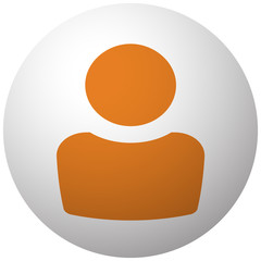 Orange Profile icon on sphere isolated on white background