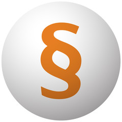 Orange Paragraph icon on sphere isolated on white background