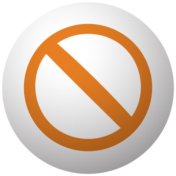 Orange Forbidden icon on sphere isolated on white background