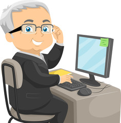 Senior Man Computer Businessman
