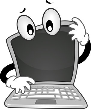 recommend clip art: Mascot Laptop Confused