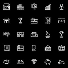 Asset and property line icons on black background