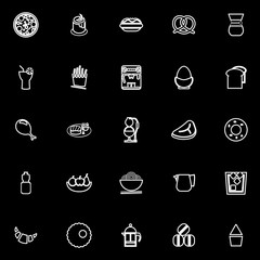 Easy meal line icons on black background