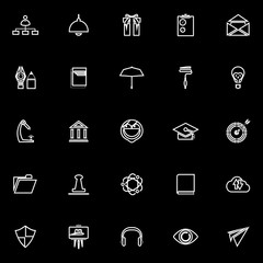 Job resume line icons on black background