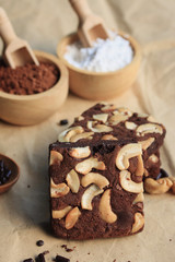Chocolate brownie with cashew nuts
