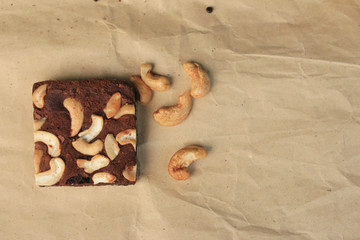 Chocolate brownie with cashew nuts
