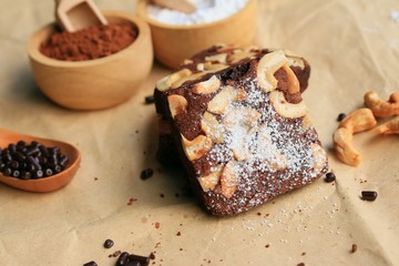 Chocolate brownie with cashew nuts