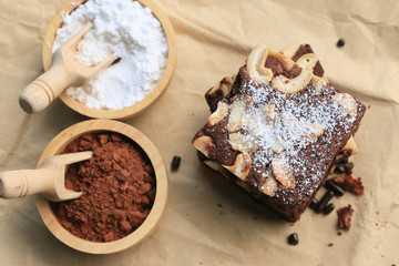 Chocolate brownie with cashew nuts