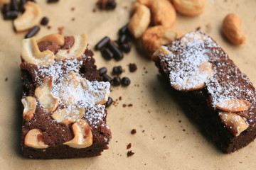 Chocolate brownie with cashew nuts