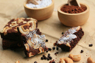 Chocolate brownie with cashew nuts