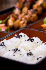 Chicken yakitori in bento set