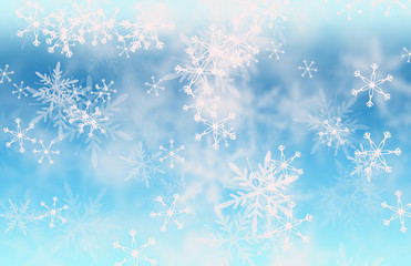 Abstract blue snowflakes background.