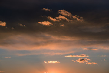 Beautiful and warm colored sunset sky.