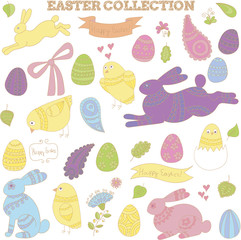 Doodle easter vector collection