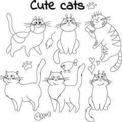 Collection of sketched cats