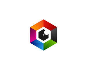 Color Hexa Camera Logo Design Template