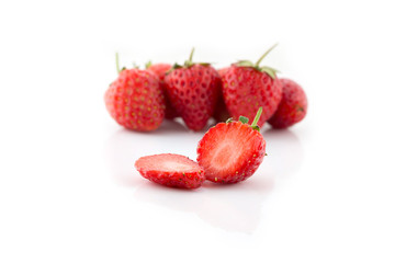 Fresh strawberry on white background, selective focus