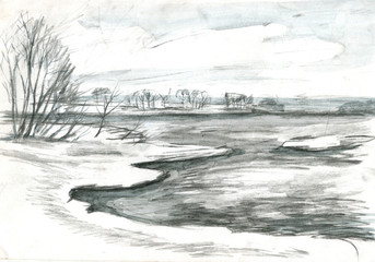 ice drift on the river etude © kozh