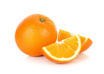 Sliced of orange fruit isolated on the white background