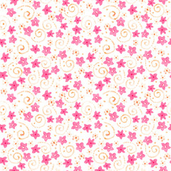 little cute watercolor flowers seamless pattern.