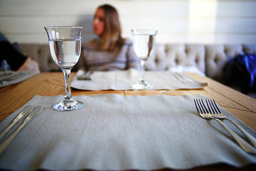 table restaurant abstract blurred background