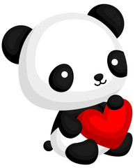 Panda Holding Heart Pillow