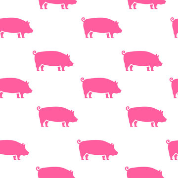Pig silhouette seamless pattern. Pork meat.Vector illustration © mariyapvl
