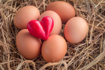 healthy food with eggs and heart object