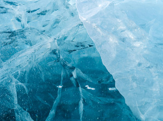 Network of cracks in thick solid layer of ice