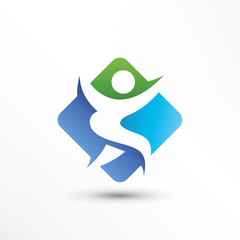 Abstract Square Rounded People Logo