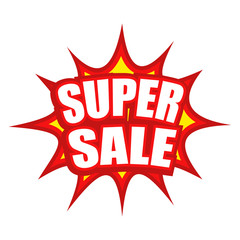Super sale text with comic splash icon