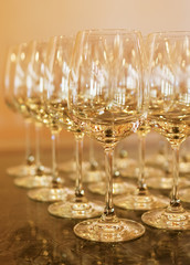 Empty wine glasses.