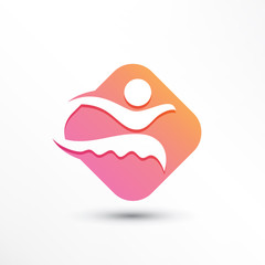 Abstract Square Rounded People Logo