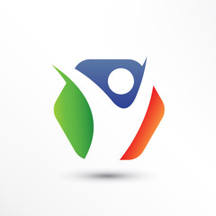 Abstract Hexagon People Logo