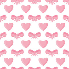 Seamless pattern with hearts and bows for Valentine's Day